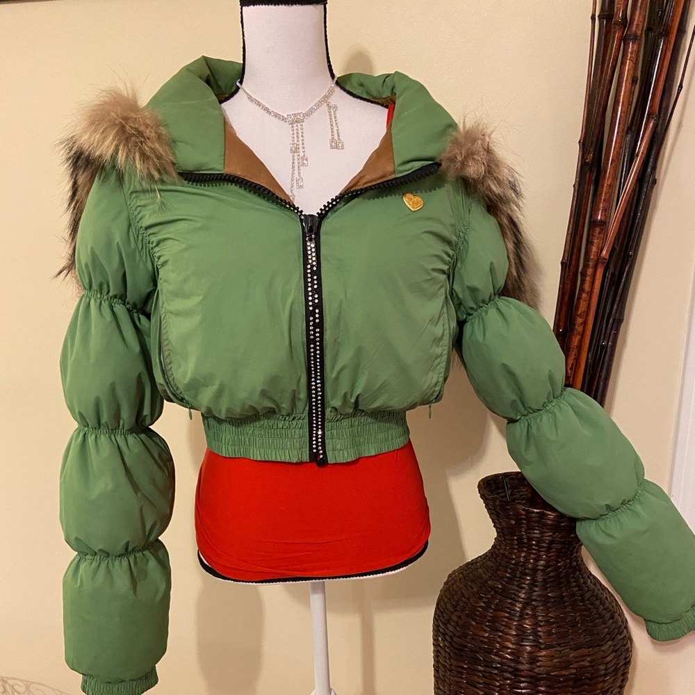 G Unit Green  jacket with fur on Hood